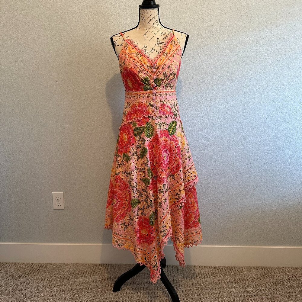 Farm Rio Blooming Floral-Print Cotton Midi Dress Multicolor Size M NWT
